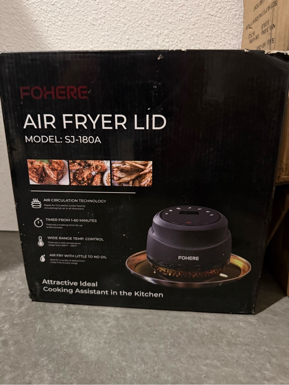 Black Air Fryer Lid SJ-180A - Portable Air Fryer Attachment